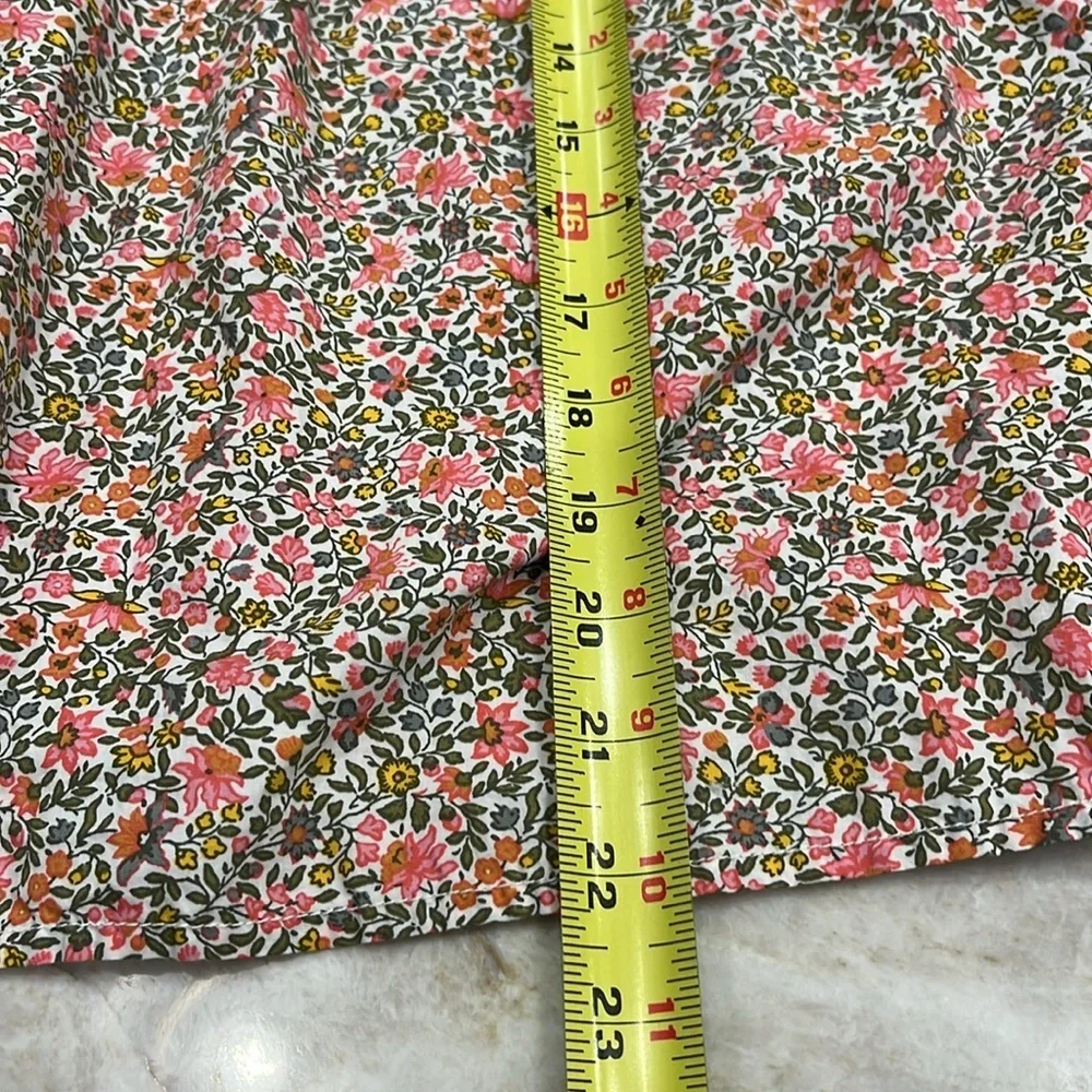 J Crew | Pintuck Cotton Poplin Top | Scattered Blooms (Pink & Green Floral) | XS